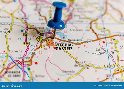 Vitoria-Gasteiz on map stock photo. Image of mainland - 134632790