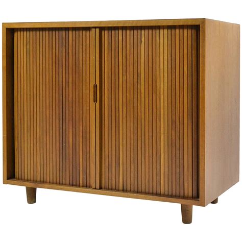 Milo Baughman Tambour Door Cabinet by Glenn of California at 1stDibs