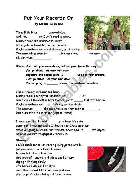 Put your records on - ESL worksheet by maryb82