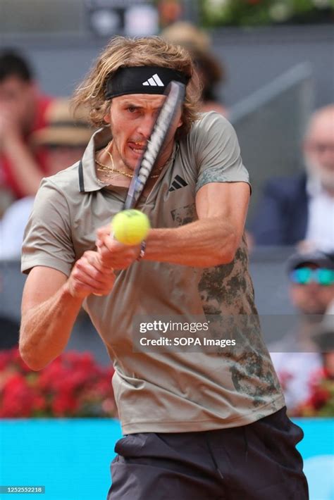 Alexander Zverev of Germany plays a backhand shot against Carlos ...