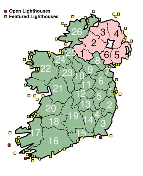 Lighthouse Map of Ireland | Ireland map, St patricks printables, Celtic ...