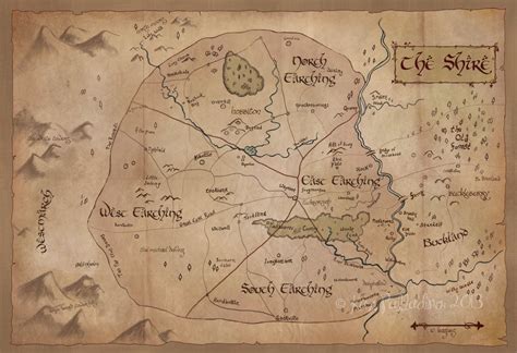 Map of the Shire // Illustrated Map of Middle Earth // Lord of the Rings Art // LOTR Geeky Home ...