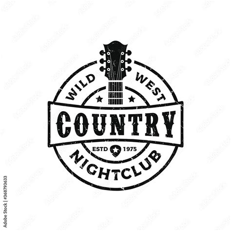 Classic country music logo, guitar vintage retro logo design Stock Vector | Adobe Stock