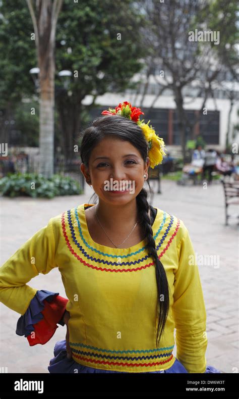 A Colombian woman wearing traditional dress, Bogota, Colombia Stock ...