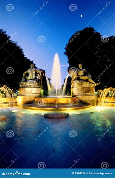 Fountain by night stock photo. Image of dusk, evening - 2524854