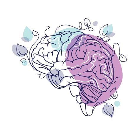 Human brain in abstract art minimalistic style vector illustration ...