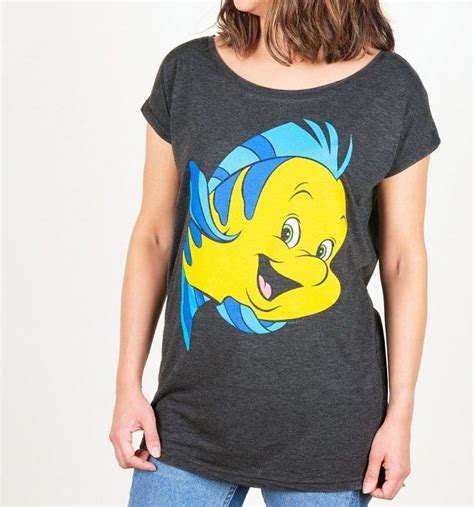 Women's Charcoal Marl Flounder The Little Mermaid Oversized T-Shirt | Shirts, Disney tshirts ...