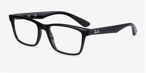 Ray-Ban RB7025 - Rectangle Shiny Black Frame Eyeglasses | Eyebuydirect