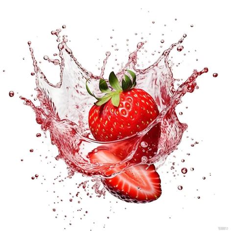 Premium AI Image | A strawberry with a splash of water and a splash of ...