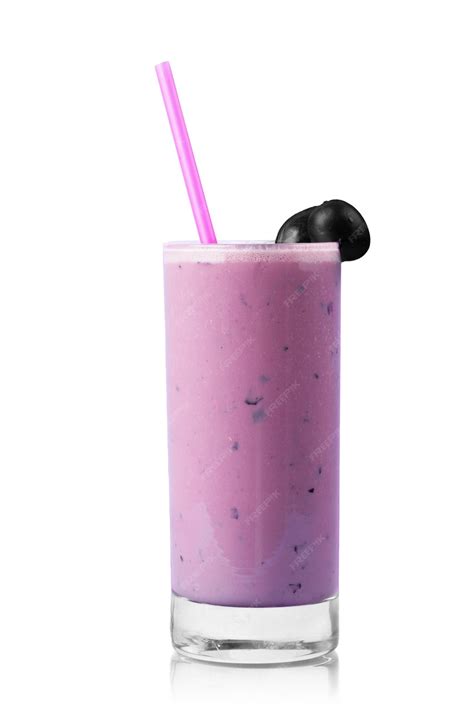 Premium Photo | Glass of blueberry smoothie isolated on white background