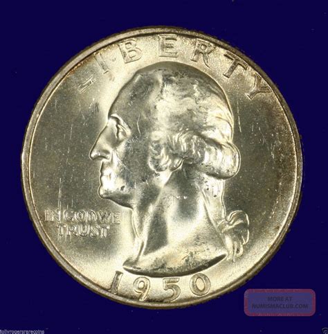 Washington Quarters Silver. 1950 S Bu Ms Pq. L2400