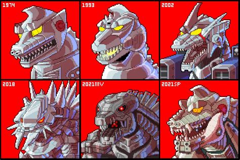 Since you guys liked the Rodan evolution, here's the pixelated Mechagodzilla evolution by ...