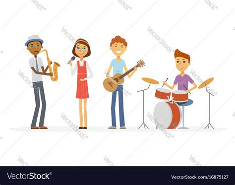 School music band - cartoon people characters Vector Image