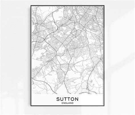 Sutton Map Print City Map Prints Sutton Map City Maps UK | Etsy