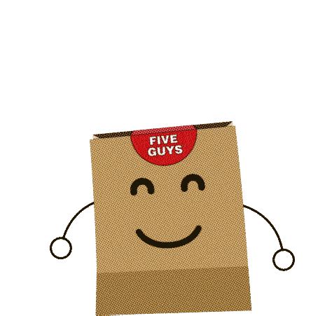 Five Guys Happy Sticker - Five Guys Happy Brown Paper Bag - GIF 탐색 및 공유