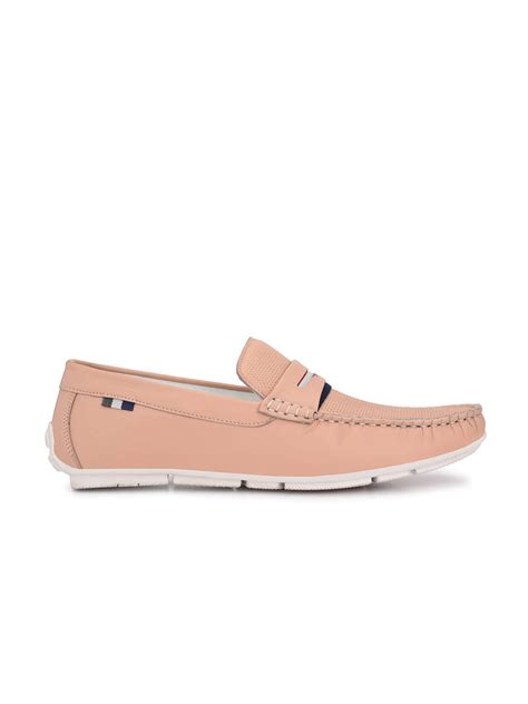 Men Pink Leather Casual Slip-on Loafers