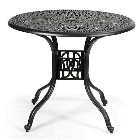 Topbuy 36" Patio Round Cast Aluminum Dining Bistro Table with Umbrella Hole - Walmart.com