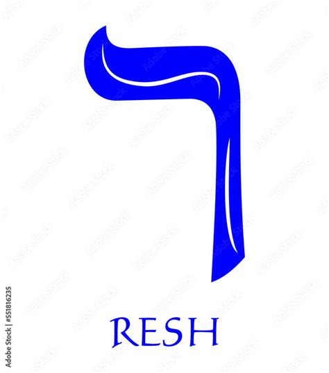 Hebrew alphabet - letter resh, gematria head symbol, numeric value 200 ...