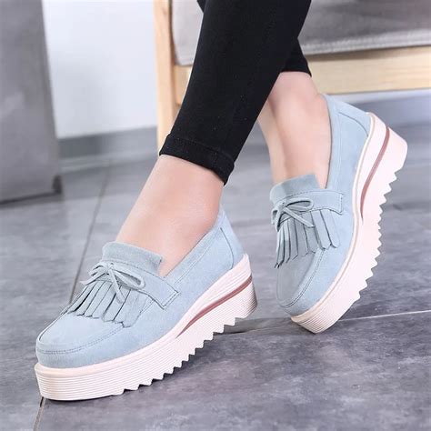 ZOQI Spring Women Flat Platform Shoes Suede Leather Tassel Slip on Loafers Women Flats Moccains ...