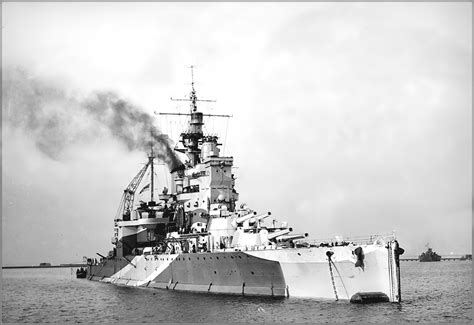 Battleship HMS Valiant at anchor in 1943. | Warship, Battleship, Royal navy ships