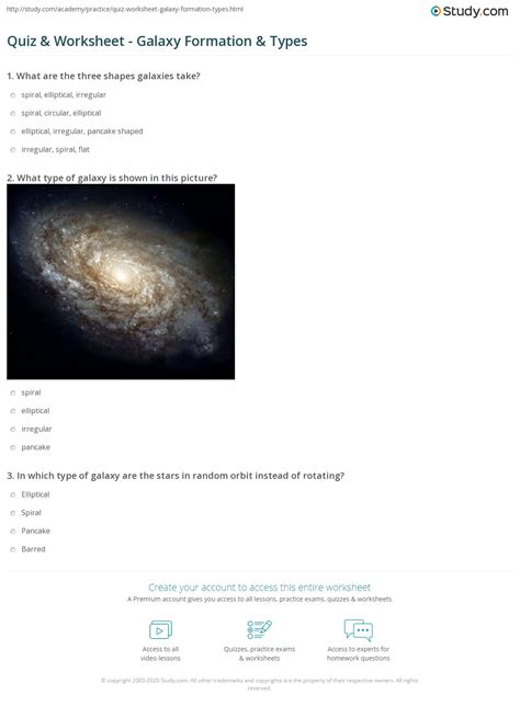 Quiz & Worksheet - Galaxy Formation & Types | Study.com