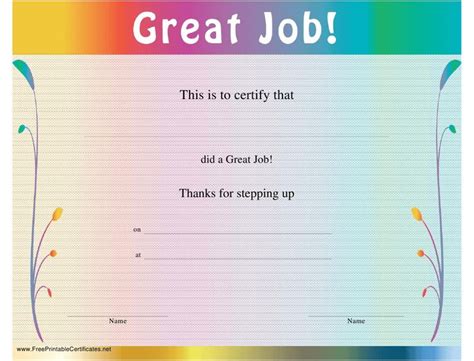 Great Job Certificate Template Download Printable Pdf With Regard To ...