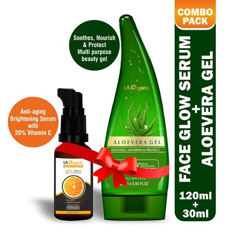 Face Glow Serum with 20% Vit C & Aloe Vera Gel Combo (Pack of 2) – LA Organo