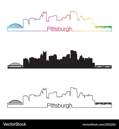 Pittsburgh skyline linear style with rainbow Vector Image