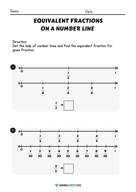 Equivalent Fractions On A Number Line