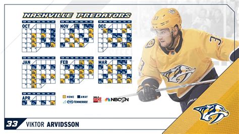 Nashville Predators Printable Calendar Schedule