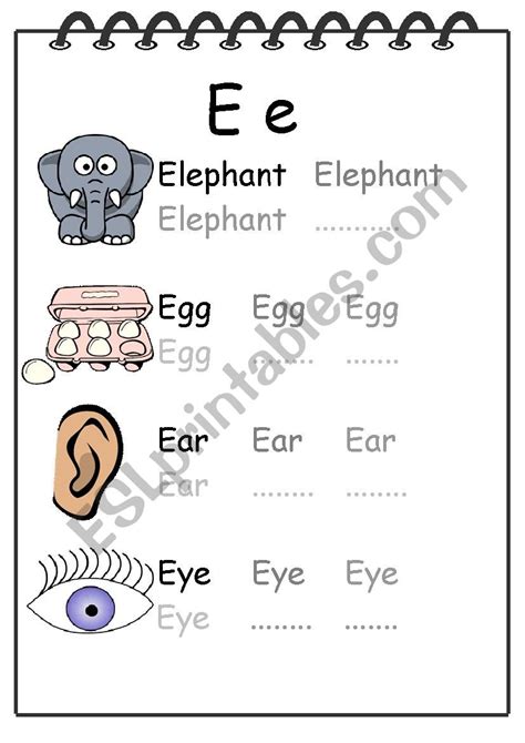 Alphabet Writing Worksheet E - ESL worksheet by futago1998