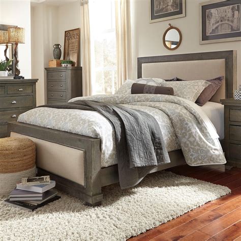 Progressive Furniture Willow King Upholstered Bed with Distressed Pine Frame | Lindy's Furniture ...