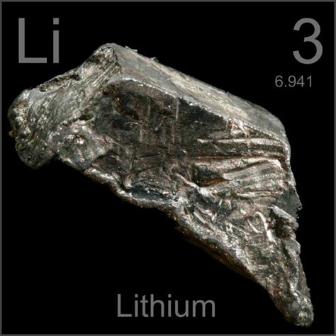 Lumps, a sample of the element Lithium in the Periodic Table