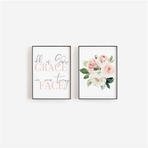 Floral Wall Art, Baby Girl Nursery Wall Art, Blush Pink Wall Decor ...