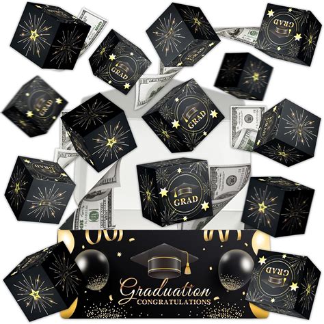 16Pcs Grad Surprise Exploding Money Gift Box Black Glod Bouncing Box ...