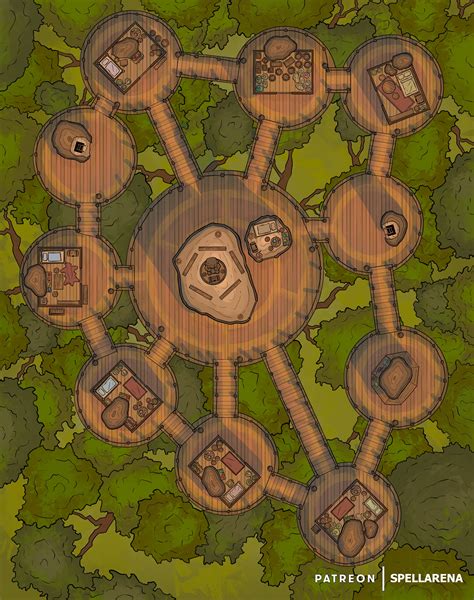 Treetop Village | Spellarena Map Atlas | Fantasy city map, Dnd world ...