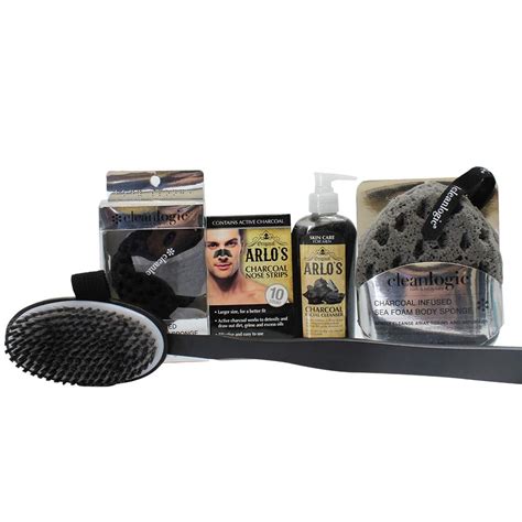 Arlo's Mens Detoxifying Charcoal Grooming Collection 5-PC Set - facial kit for men, best men ...