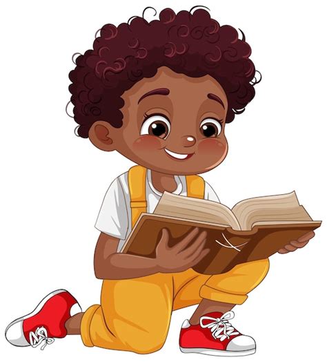 Black Children Reading Clip Art