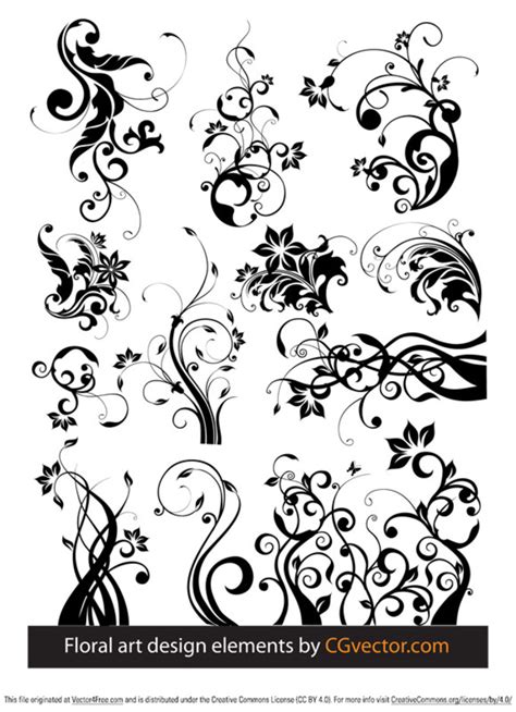 Floral art design elements