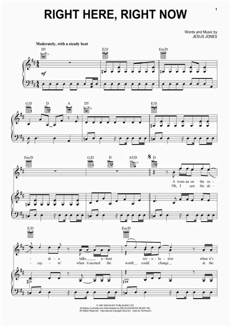 Right Here, Right Now Piano Sheet Music | OnlinePianist