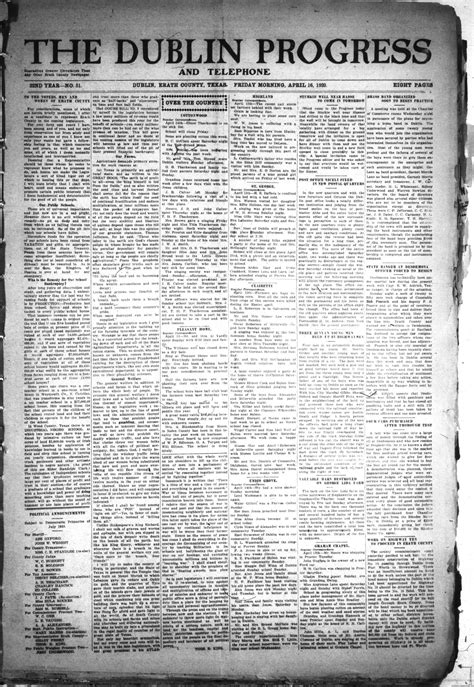 The Dublin Progress and Telephone (Dublin, Tex.), Vol. 32ND YEAR, No. 51, Ed. 1 Friday, April 16 ...