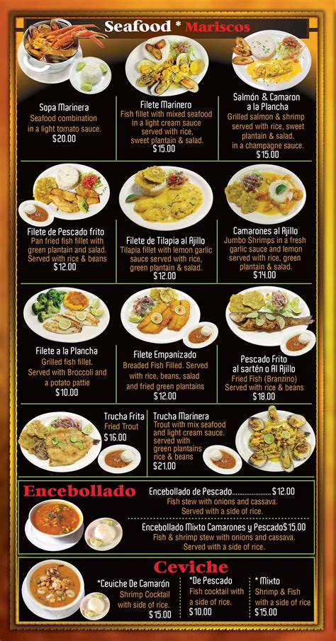 Menu — El Negro de Oro Restaurant