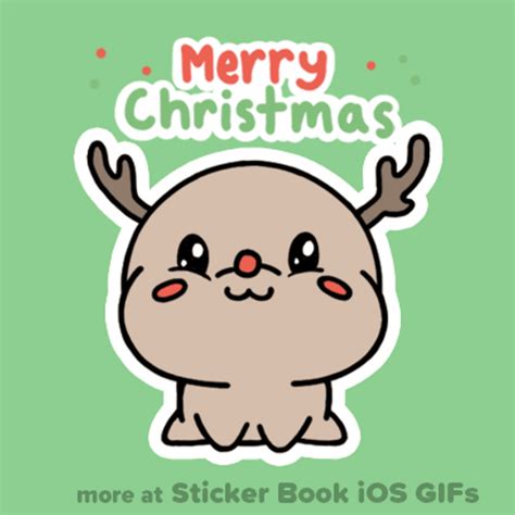 Merry Xmas Cute Reindeer Sticker GIF | GIFDB.com