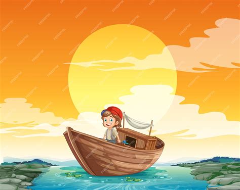 Premium Vector | Fisherman fishing at sunset