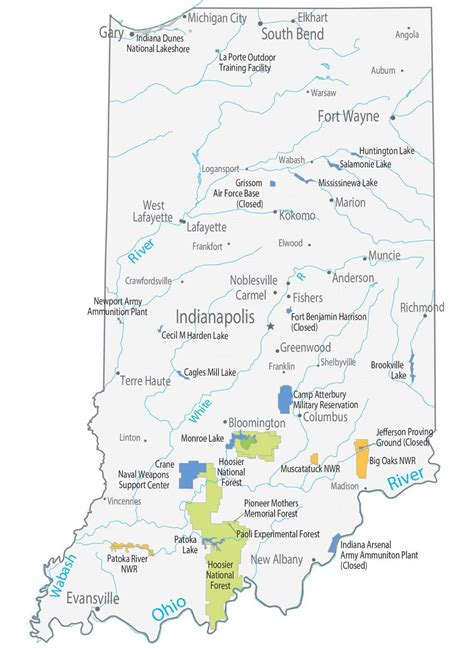 Indiana Lakes and Rivers Map - GIS Geography