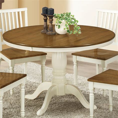 Monarch Specialties Antique White/Oak Round Dining Table at Lowes.com