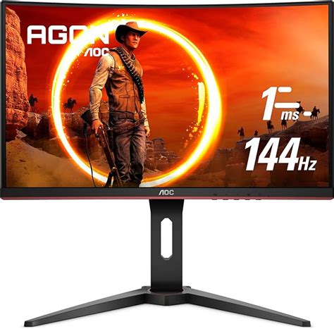 AOC C24G1 24" Curved Frameless Gaming Monitor, FHD 1080p, 1500R VA panel, 1ms 144Hz, FreeSync ...