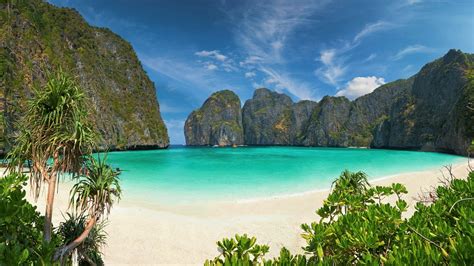 Download Sea Ocean Beach Turquoise Thailand Phi Phi Island Nature Island 4k Ultra HD Wallpaper