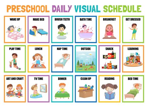 Kids Schedule Chart, Visual Schedule Preschool, Daily Routine Chart For ...