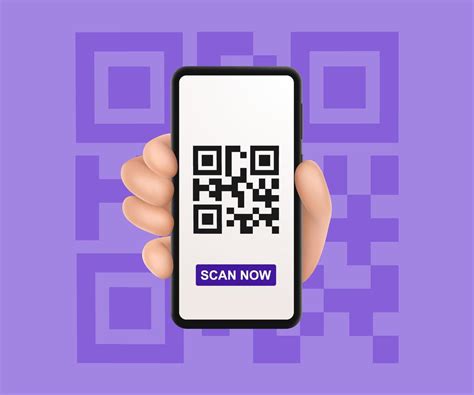 QR code scan service banner. 3d hand with smartphone scans QR code. Template design for website ...